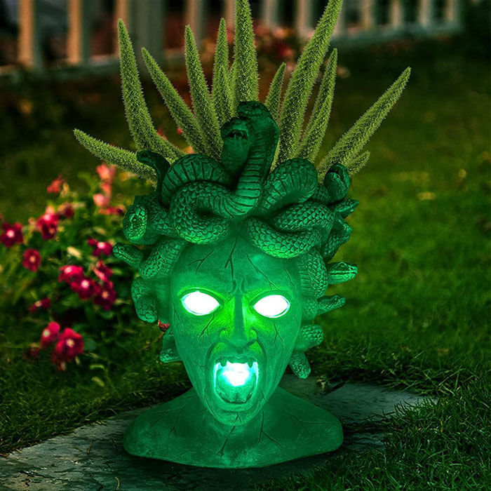 Scary Solar Powered Medusa Head Planter Pot